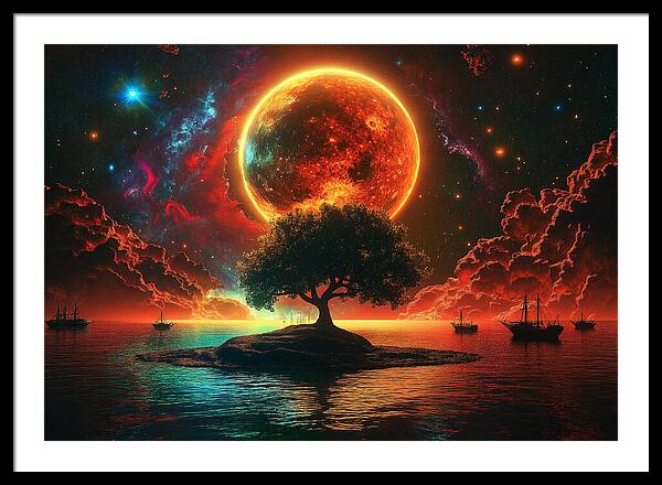 Voyage Under the Burning Sky - Framed Print