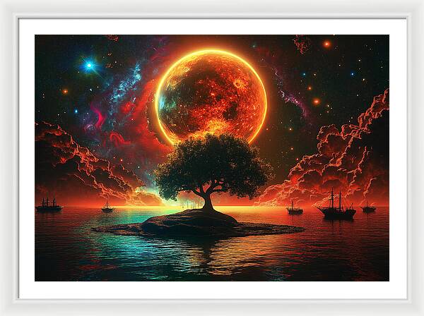 Voyage Under the Burning Sky - Framed Print