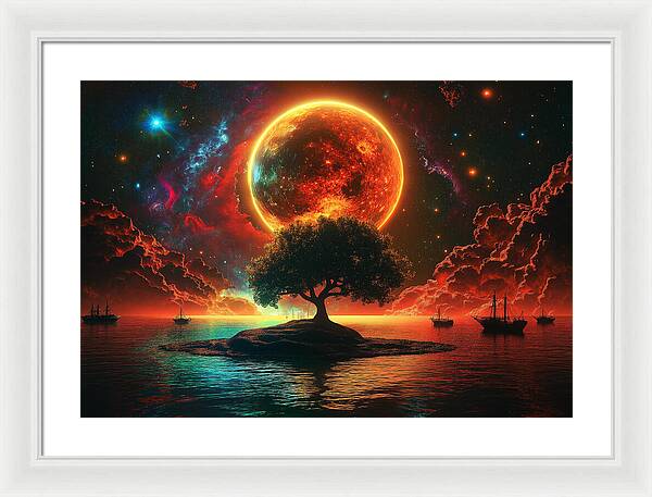 Voyage Under the Burning Sky - Framed Print