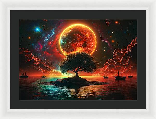 Voyage Under the Burning Sky - Framed Print