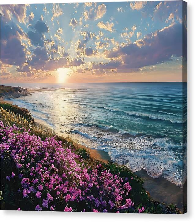 Where Flowers Meet the Sea - Canvas Print