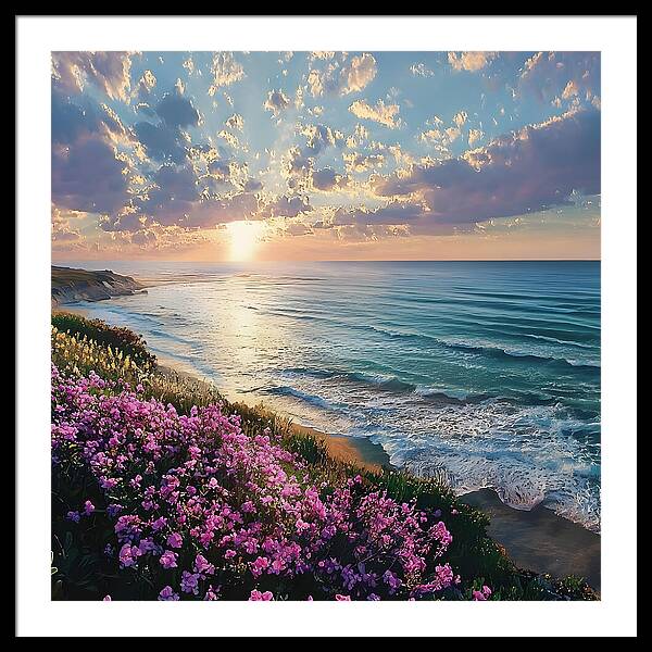 Where Flowers Meet the Sea - Framed Print