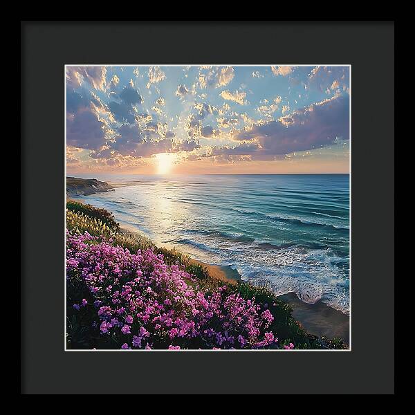 Where Flowers Meet the Sea - Framed Print