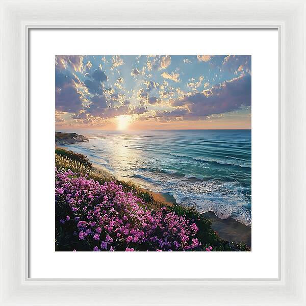 Where Flowers Meet the Sea - Framed Print