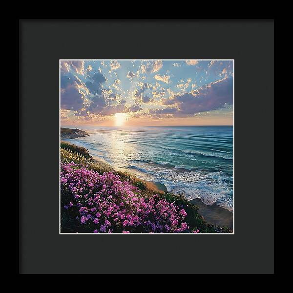 Where Flowers Meet the Sea - Framed Print