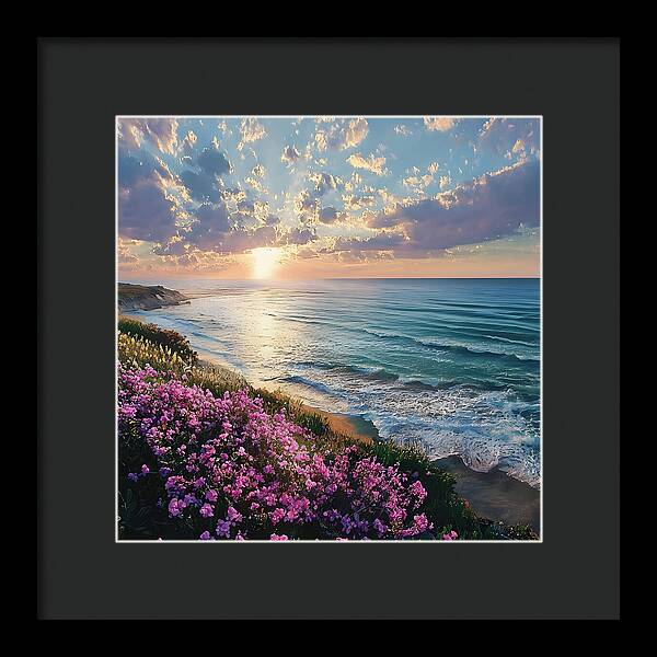 Where Flowers Meet the Sea - Framed Print