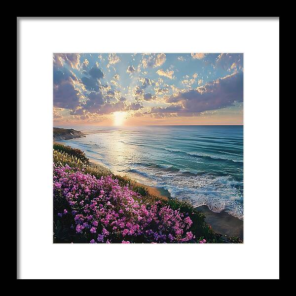 Where Flowers Meet the Sea - Framed Print