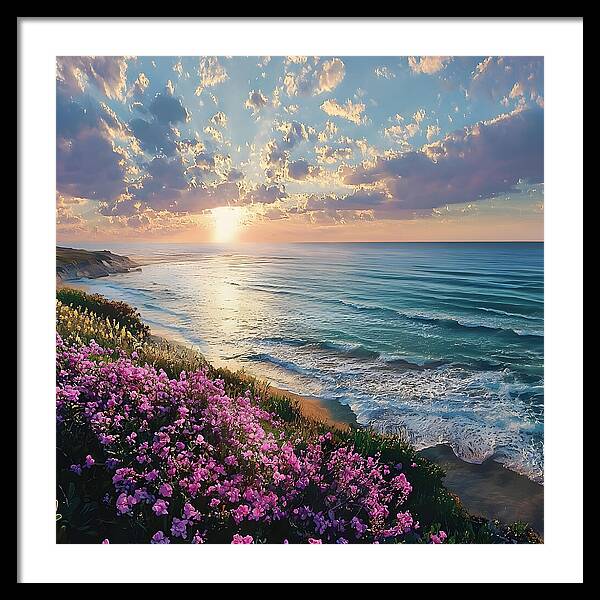 Where Flowers Meet the Sea - Framed Print