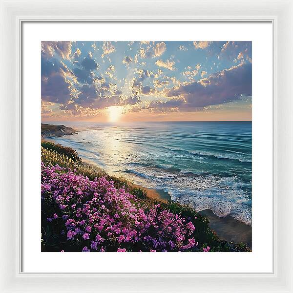 Where Flowers Meet the Sea - Framed Print