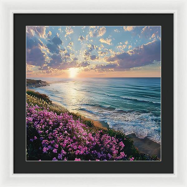 Where Flowers Meet the Sea - Framed Print