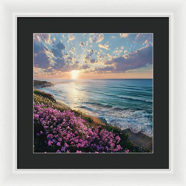 Where Flowers Meet the Sea - Framed Print