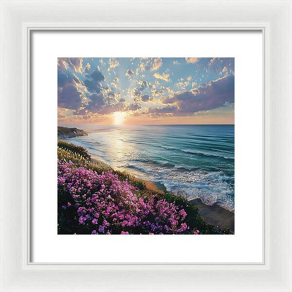 Where Flowers Meet the Sea - Framed Print