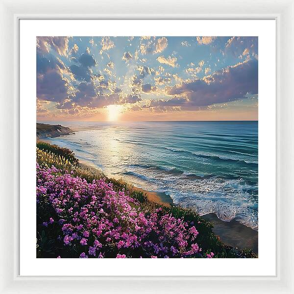 Where Flowers Meet the Sea - Framed Print