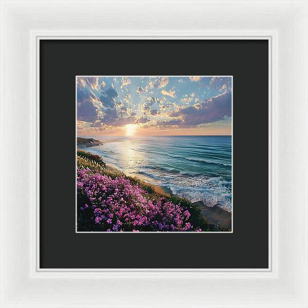 Where Flowers Meet the Sea - Framed Print