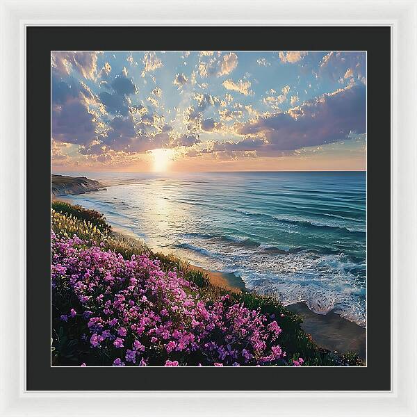 Where Flowers Meet the Sea - Framed Print