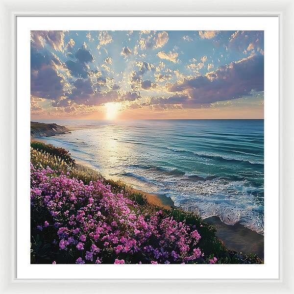 Where Flowers Meet the Sea - Framed Print