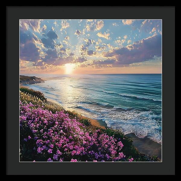 Where Flowers Meet the Sea - Framed Print