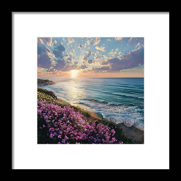 Where Flowers Meet the Sea - Framed Print