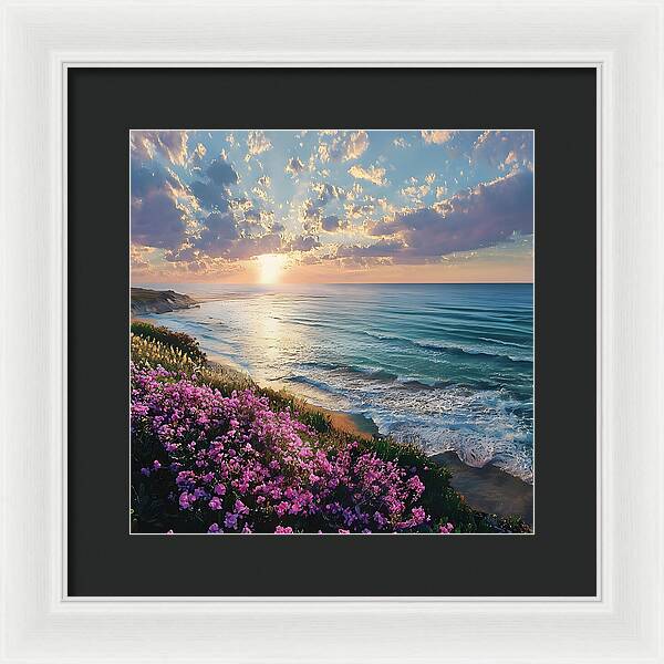 Where Flowers Meet the Sea - Framed Print