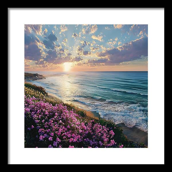 Where Flowers Meet the Sea - Framed Print