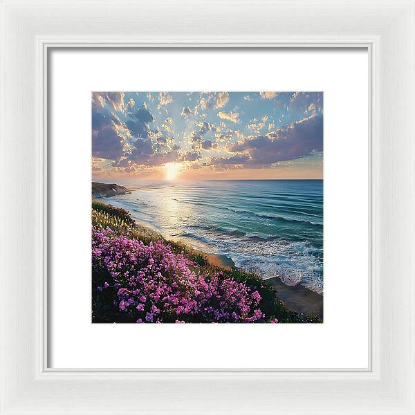 Where Flowers Meet the Sea - Framed Print