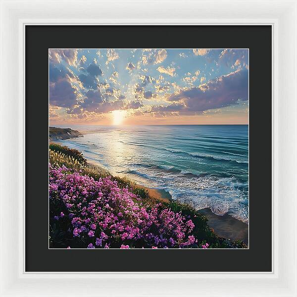 Where Flowers Meet the Sea - Framed Print