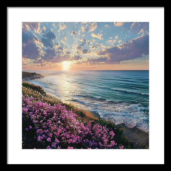 Where Flowers Meet the Sea - Framed Print