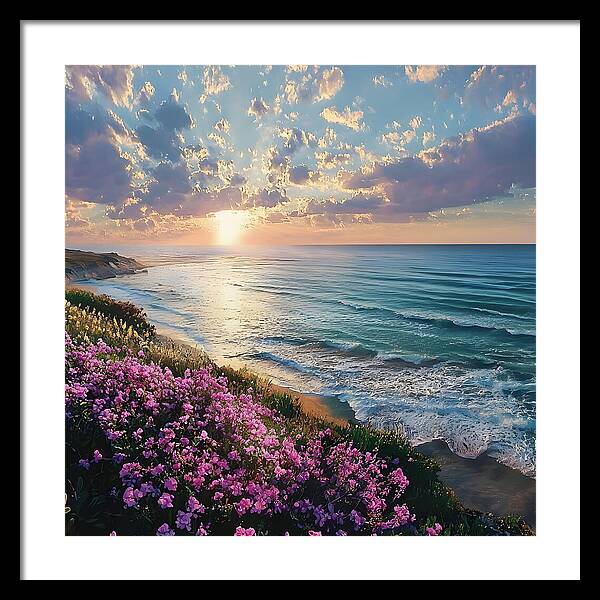 Where Flowers Meet the Sea - Framed Print