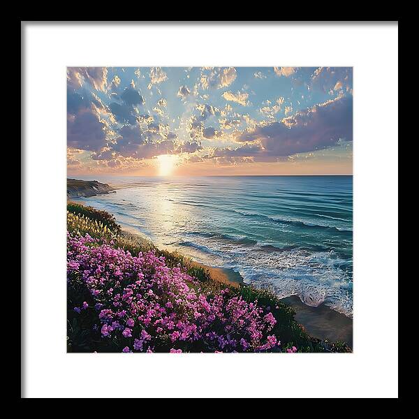 Where Flowers Meet the Sea - Framed Print