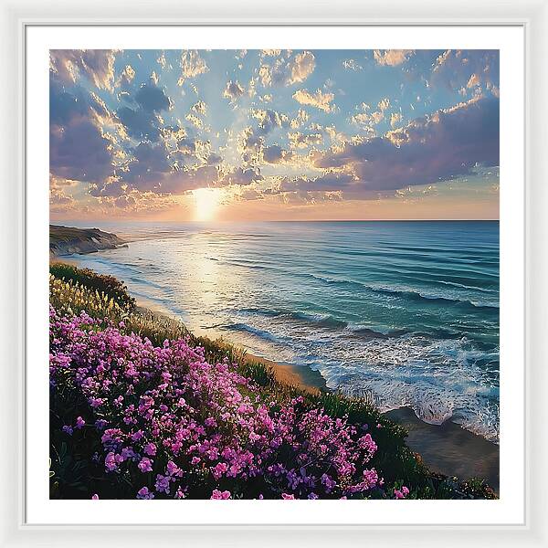 Where Flowers Meet the Sea - Framed Print