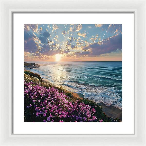 Where Flowers Meet the Sea - Framed Print