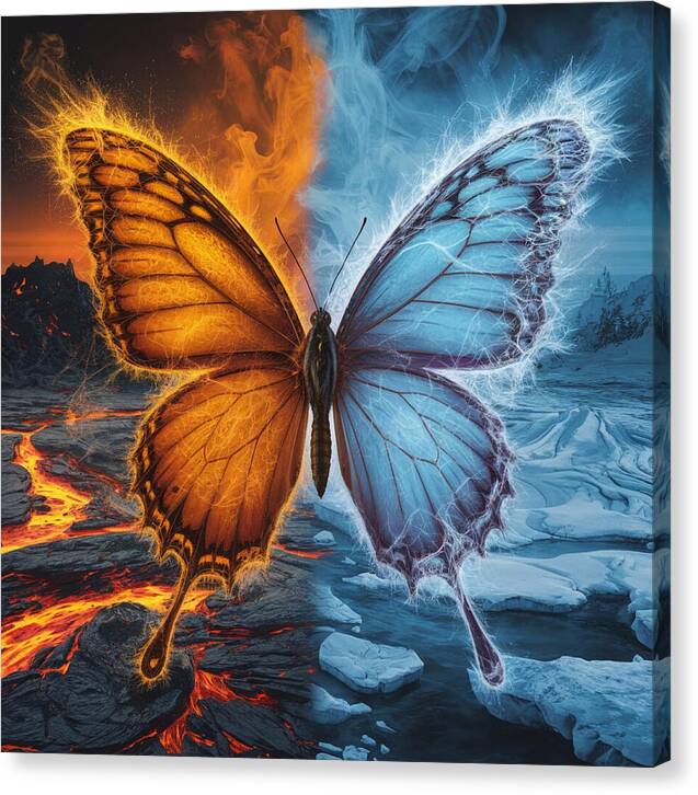 Wings of Fire and Frost - Canvas Print