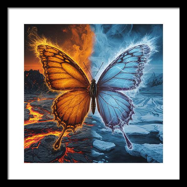 Wings of Fire and Frost - Framed Print