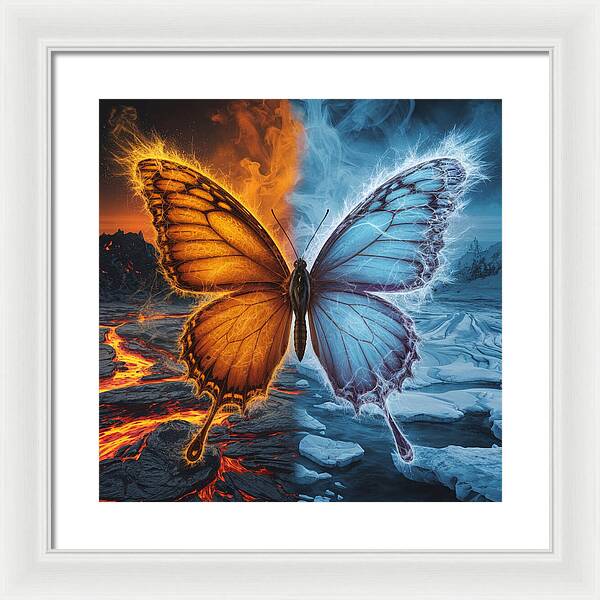 Wings of Fire and Frost - Framed Print