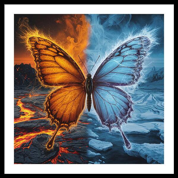 Wings of Fire and Frost - Framed Print