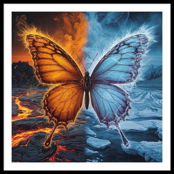 Wings of Fire and Frost - Framed Print