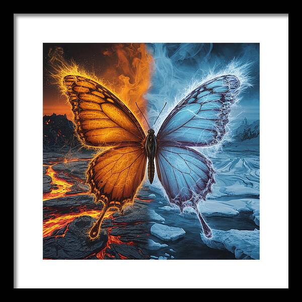 Wings of Fire and Frost - Framed Print