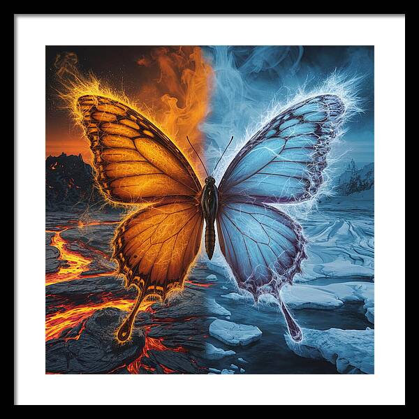 Wings of Fire and Frost - Framed Print