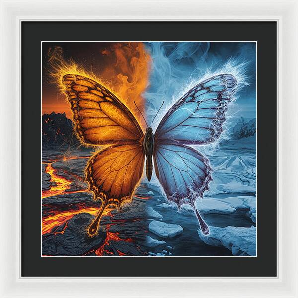 Wings of Fire and Frost - Framed Print