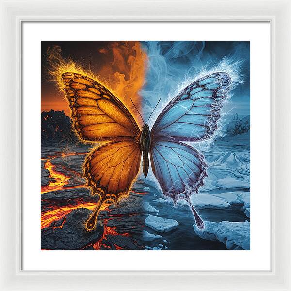 Wings of Fire and Frost - Framed Print