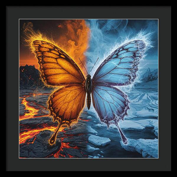 Wings of Fire and Frost - Framed Print