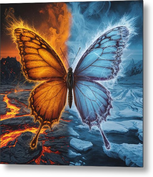 Wings of Fire and Frost - Metal Print