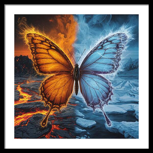 Wings of Fire and Frost - Framed Print