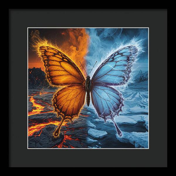 Wings of Fire and Frost - Framed Print