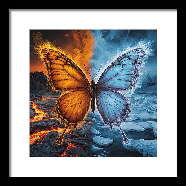 Wings of Fire and Frost - Framed Print