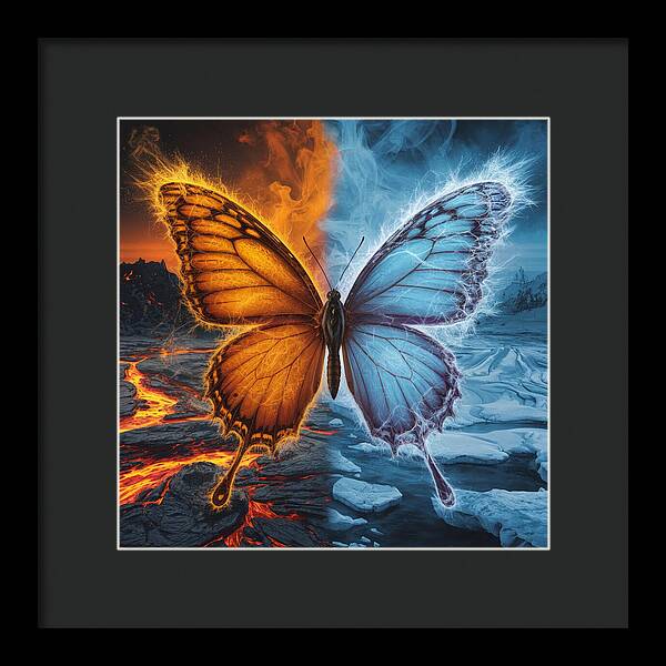 Wings of Fire and Frost - Framed Print