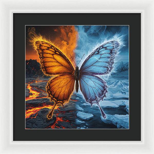 Wings of Fire and Frost - Framed Print