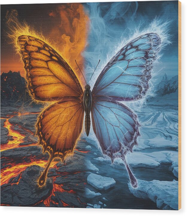 Wings of Fire and Frost - Wood Print