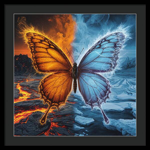 Wings of Fire and Frost - Framed Print