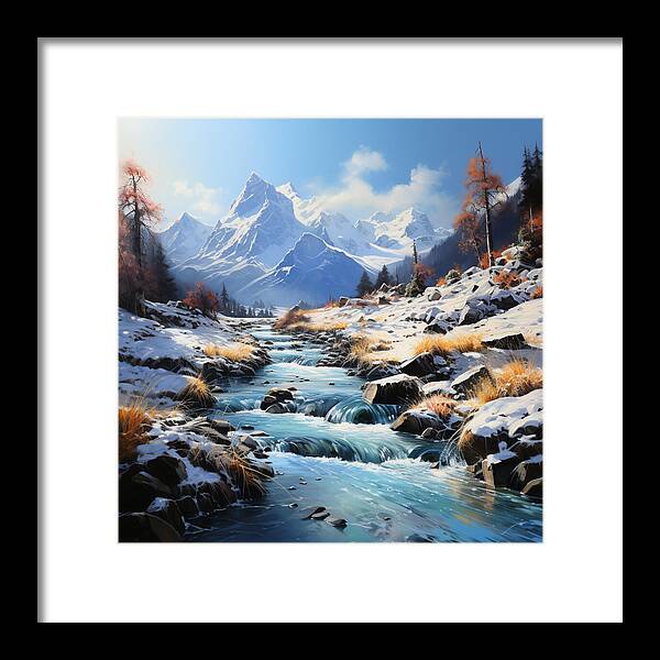 Winter Cascade - Framed Print